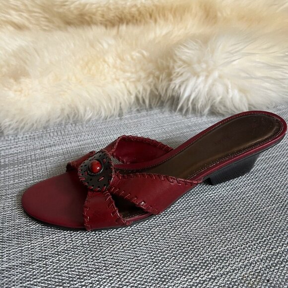 Ladies Naturalizer Dumas Red Leather Sandals Shoes Size 10M New Womens Heels - Picture 2 of 9